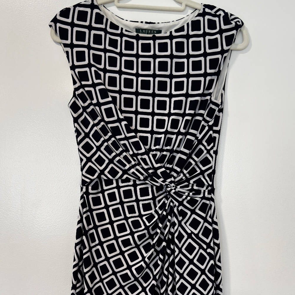Lauren Ralph Lauren Black and White Checkered Midi Dress